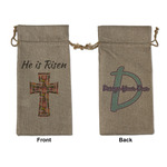 Easter Cross Large Burlap Gift Bag - Front & Back