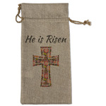 Easter Cross Large Burlap Gift Bag - Front