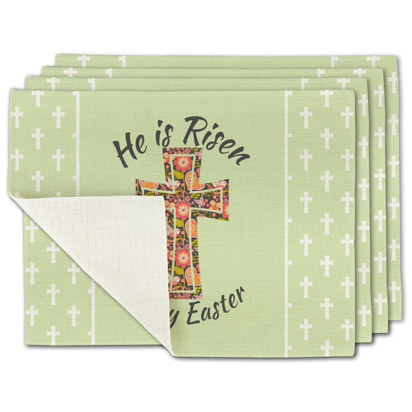 Custom Easter Cross Single-Sided Linen Placemat - Set of 4