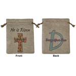 Easter Cross Medium Burlap Gift Bag - Front & Back