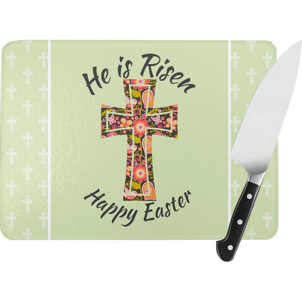 Custom Easter Cross Rectangular Glass Cutting Board