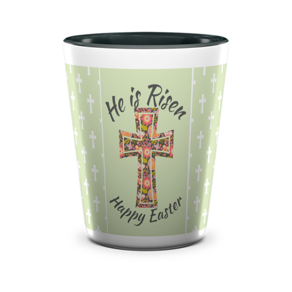 Custom Easter Cross Ceramic Shot Glass - 1.5 oz - Two Tone - Set of 4