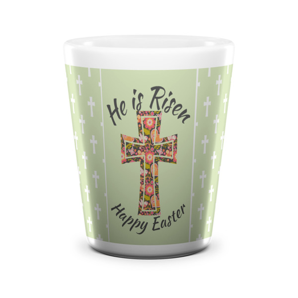 Custom Easter Cross Ceramic Shot Glass - 1.5 oz - White - Set of 4