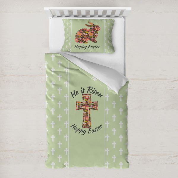 Custom Easter Cross Toddler Bedding Set - With Pillowcase
