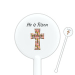 Easter Cross 5.5" Round Plastic Stir Sticks - White - Double Sided