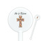 Easter Cross White Plastic 5.5" Stir Stick - Round - Closeup