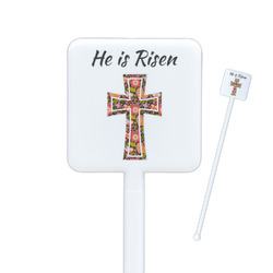 Easter Cross Square Plastic Stir Sticks - Single Sided