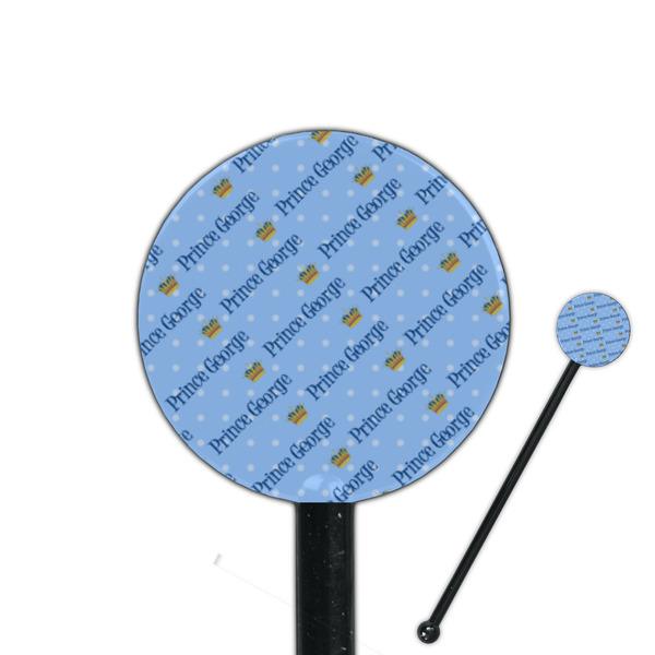 Custom Prince 5.5" Round Plastic Stir Sticks - Black - Single Sided (Personalized)