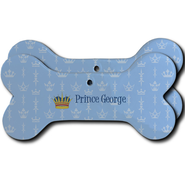 Custom Prince Ceramic Dog Ornament - Front & Back w/ Name All Over