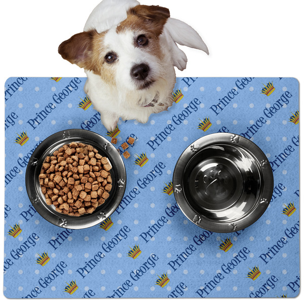 Custom Prince Dog Food Mat - Medium w/ Name All Over