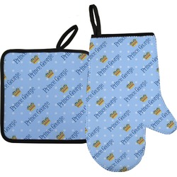 Prince Right Oven Mitt & Pot Holder Set w/ Name All Over