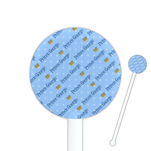 Custom Prince 5.5" Round Plastic Stir Sticks - White - Double Sided (Personalized)