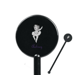 Ballerina 5.5" Round Plastic Stir Sticks - Black - Single Sided (Personalized)