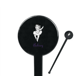 Ballerina 7" Round Plastic Stir Sticks - Black - Double Sided (Personalized)