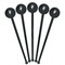 Ballerina Black Plastic 7" Stir Stick - Round - Fan View