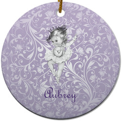 Ballerina Round Ceramic Ornament w/ Name or Text