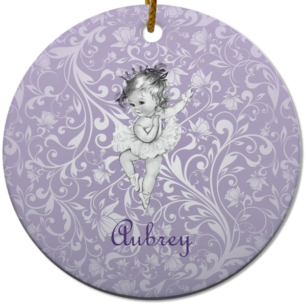 Custom Ballerina Round Ceramic Ornament w/ Name or Text