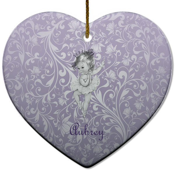 Custom Ballerina Heart Ceramic Ornament w/ Name or Text