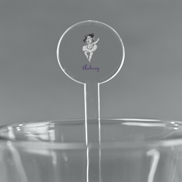 Custom Ballerina 7" Round Plastic Stir Sticks - Clear (Personalized)