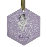 Ballerina Flat Glass Ornament - Hexagon w/ Name or Text