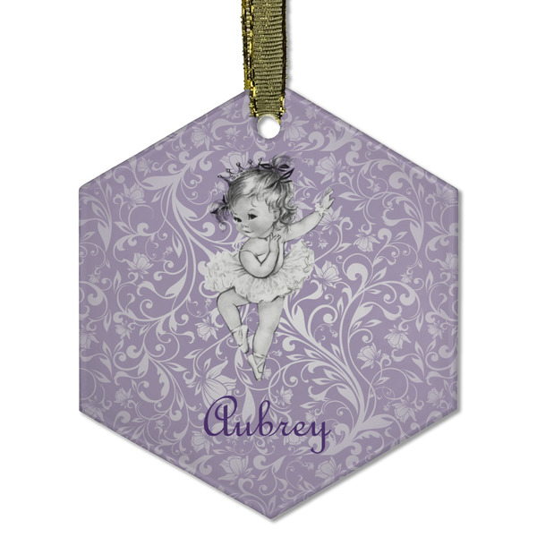 Custom Ballerina Flat Glass Ornament - Hexagon w/ Name or Text