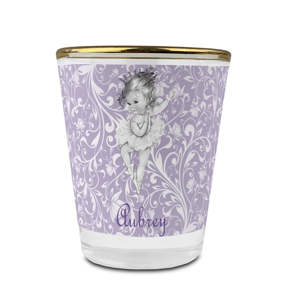 Custom Ballerina Glass Shot Glass - 1.5 oz - with Gold Rim - Single (Personalized)