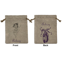 Ballerina Medium Burlap Gift Bag - Front & Back (Personalized)