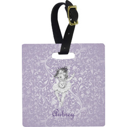 Ballerina Plastic Luggage Tag - Square w/ Name or Text