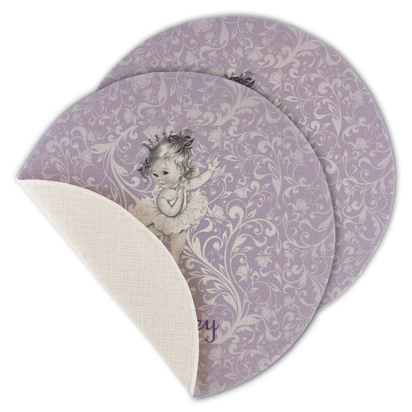 Custom Ballerina Round Linen Placemat - Single Sided - Set of 4 (Personalized)