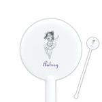 Ballerina 5.5" Round Plastic Stir Sticks - White - Double Sided (Personalized)