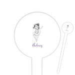 Ballerina 6" Round Plastic Food Picks - White - Double Sided (Personalized)