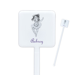 Ballerina Square Plastic Stir Sticks - Single Sided (Personalized)