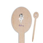 Ballerina Oval Wooden Food Picks - Single Sided (Personalized)