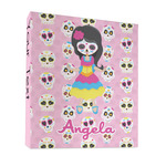 Kids Sugar Skulls 3 Ring Binder - Full Wrap - 1" (Personalized)