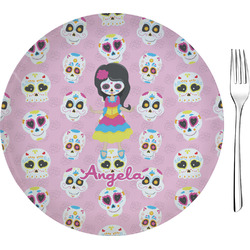 Kids Sugar Skulls Glass Appetizer / Dessert Plate 8" (Personalized)