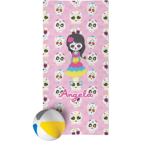 Custom Kids Sugar Skulls Beach Towel (Personalized)