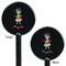 Kids Sugar Skulls Black Plastic 5.5" Stir Stick - Double Sided - Round - Front & Back