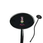 Kids Sugar Skulls 7" Oval Plastic Stir Sticks - Black - Double Sided (Personalized)