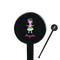 Kids Sugar Skulls Black Plastic 7" Stir Stick - Round - Closeup