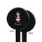 Kids Sugar Skulls Black Plastic 7" Stir Stick - Single Sided - Round - Front & Back