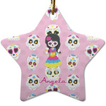 Kids Sugar Skulls Star Ceramic Ornament w/ Name or Text