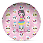Kids Sugar Skulls Microwave Safe Plastic Plate - Composite Polymer (Personalized)