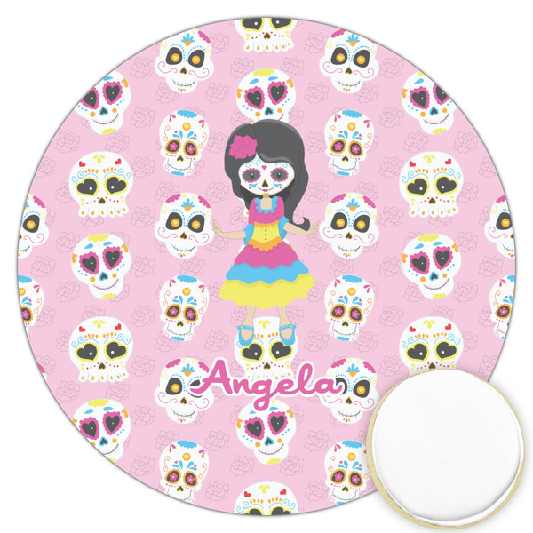 Custom Kids Sugar Skulls Printed Cookie Topper - 3.25" (Personalized)