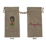 Kids Sugar Skulls Large Burlap Gift Bag - Front & Back (Personalized)