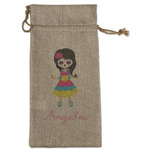 Kids Sugar Skulls Large Burlap Gift Bag - Front (Personalized)