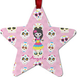 Kids Sugar Skulls Metal Star Ornament - Double Sided w/ Name or Text