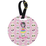 Kids Sugar Skulls Plastic Luggage Tag - Round (Personalized)