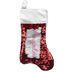 Kids Sugar Skulls Reversible Sequin Stocking - Red (Personalized)