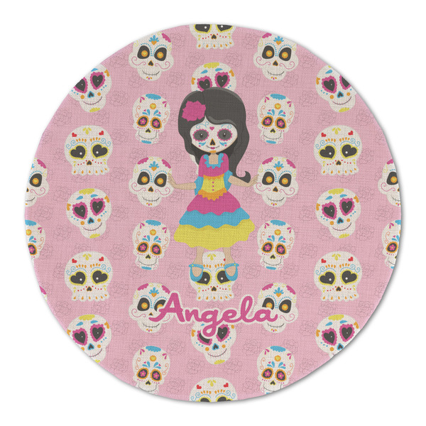 Custom Kids Sugar Skulls Round Linen Placemat - Single Sided (Personalized)