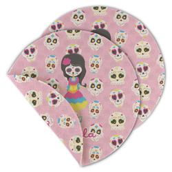 Kids Sugar Skulls Round Linen Placemat - Double Sided - Set of 4 (Personalized)